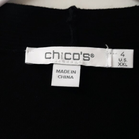 NWT Chico's Fancy Stitch Cutout Open Front Longline Sweater Cardigan Black XXL - Picture 6 of 7